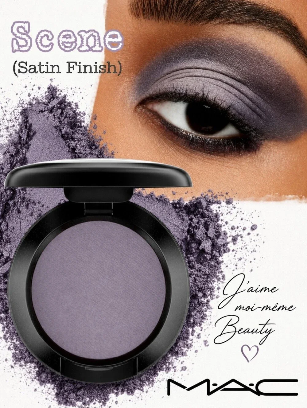 MAC Satin Finish Eyeshadow in Scene - Cool Toned Purple W Grey Undertone - NEW